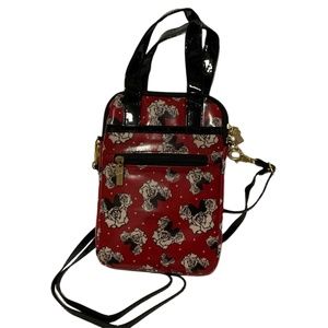 Disney D Tech Minnie Mouse Rose Crossbody Purse Padded Convertible in Red